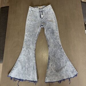 Corduroy acid wash flare jeans